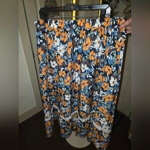 Floral Maxi Skirt in Blue and Orange Boho Chic
